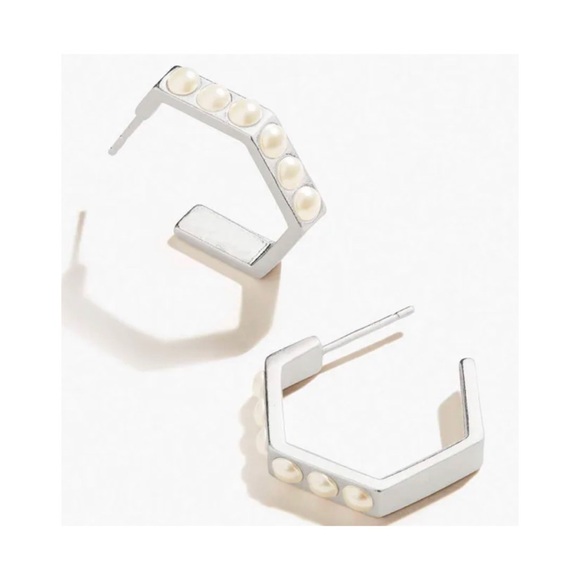 NWT Alex and Ani Honeycomb Huggie Hoop Earrings - Picture 2 of 8